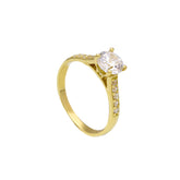 Bague solitaire en or 18 carats avec zircone